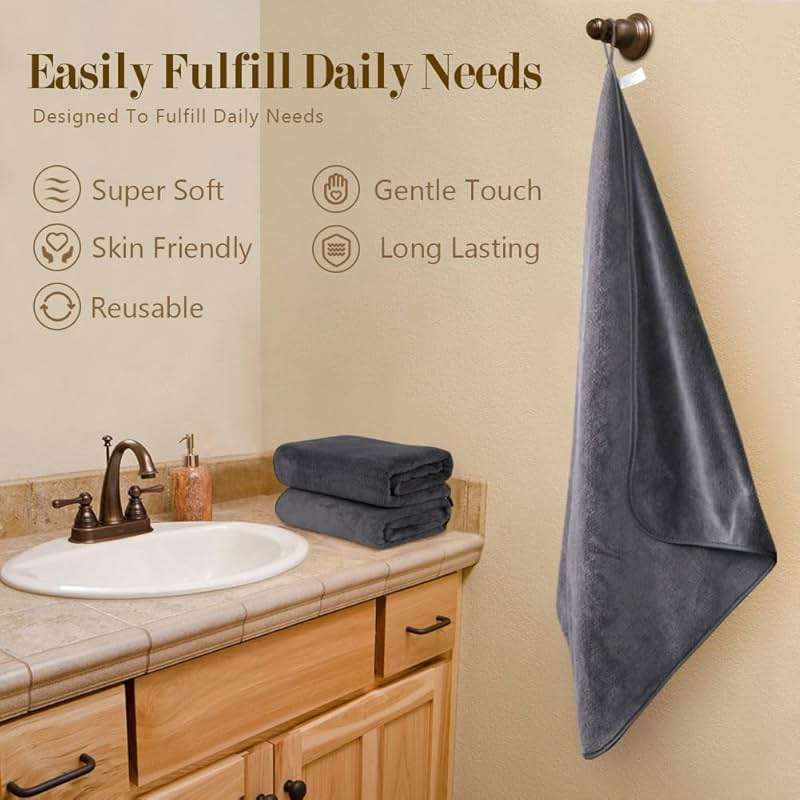 Orighty Bath Towels Pack of 2(27'' x 54'') - Soft Feel, Highly Absorbent, Quick Drying Microfiber for Body, Sport, Yoga, SPA, Fitness - Grey - Image 5