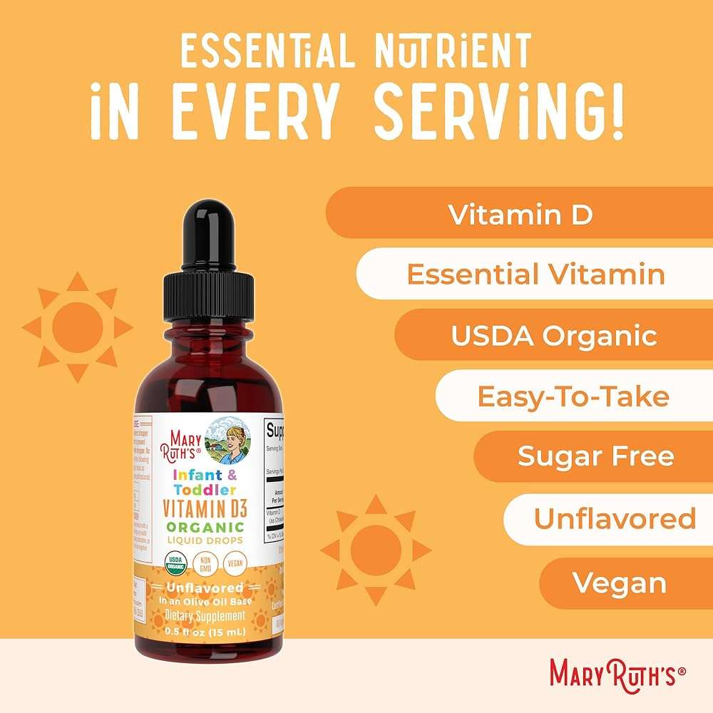 MARYRUTH'S USDA Organic Vitamin D Drops | Vitamin D3 Liquid | Sugar Free | Liquid Vitamin D Drops Immune Support for Infants & Toddlers | VIT D3 | Gluten Free | Non-GMO | 90-150 Servings - Image 7