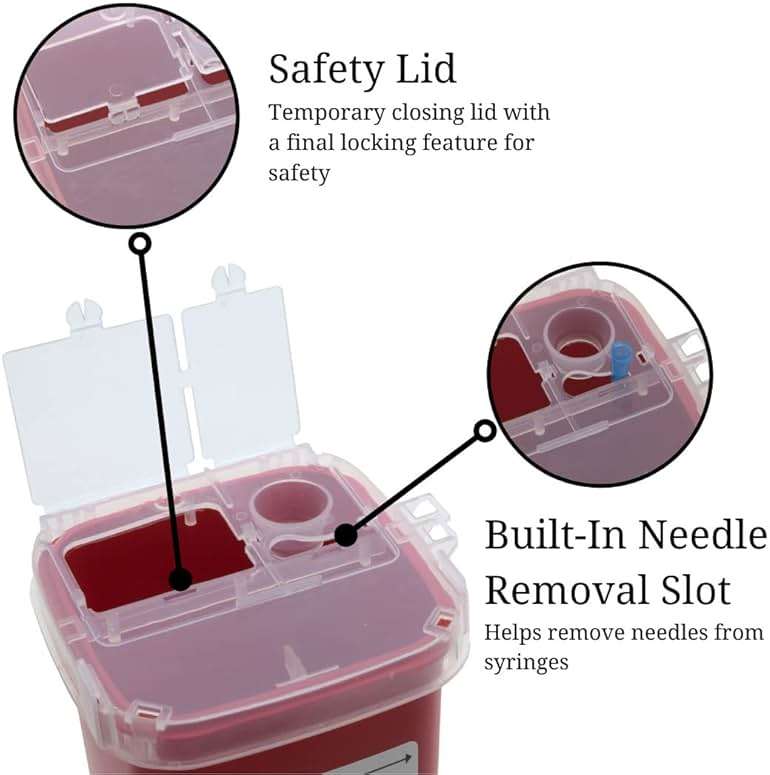 1 Quart | Biohazard Needle and Syringe Disposal Sharps Container with Flip Lid | for Diabetics - Pack of 4 - Image 6