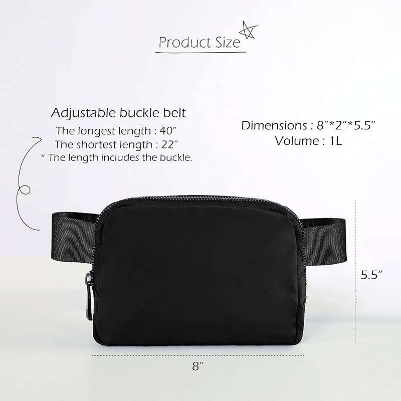 ODODOS Unisex Mini Belt Bag with Adjustable Strap Small Fanny Pack for Workout Running Traveling Hiking, Black - Image 3