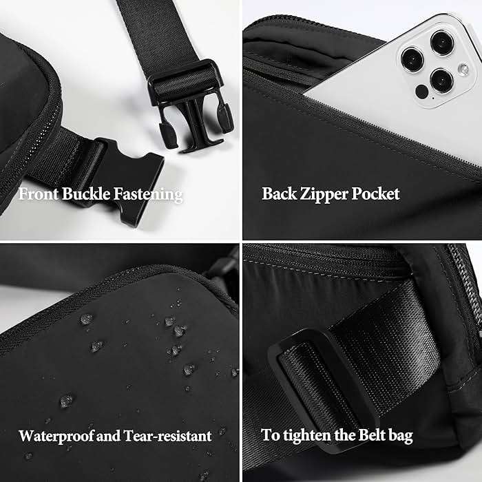 ODODOS Unisex Mini Belt Bag with Adjustable Strap Small Fanny Pack for Workout Running Traveling Hiking, Black - Image 6