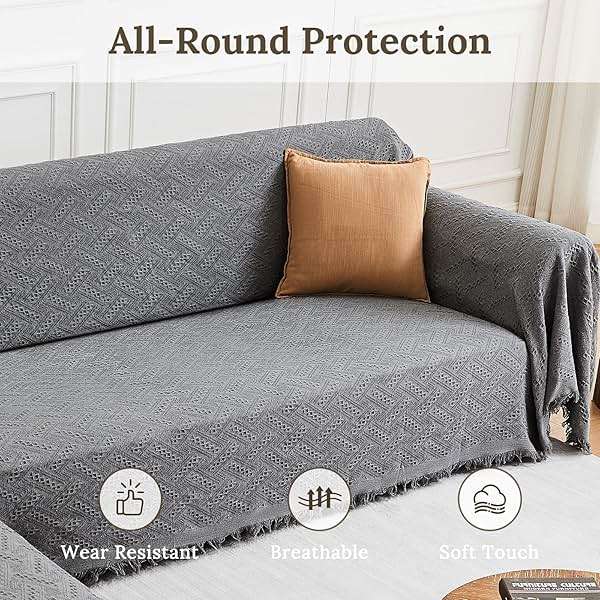 HOMERILLA Sectional Couch Covers 2 Pieces L Shaped Sofa Cover for Sectional Couch L Shape Washable Blanket Furniture Protector for Pets Dogs (Dark Grey, X-Large) - Image 4