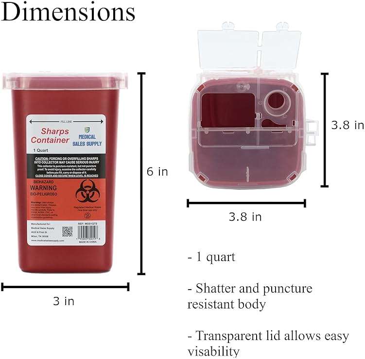 Medical Sales Supply 1 Quart Size Sharps and Needle Container. Integrated Needle unwinder - Image 5