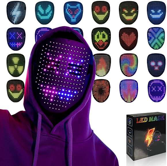 MOYACA Led Mask Light up Mask with Gesture Sensing, Cool Glowing Toys Masks Great Gift for Halloween Christmas Costume Party - Image 1