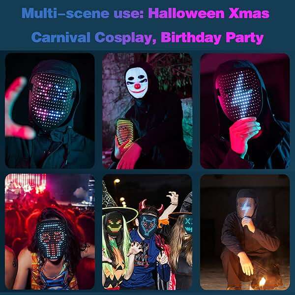 MOYACA Led Mask Light up Mask with Gesture Sensing, Cool Glowing Toys Masks Great Gift for Halloween Christmas Costume Party - Image 6