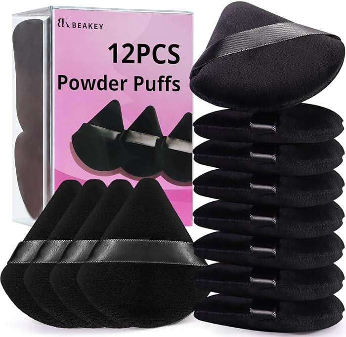 BEAKEY 12pcs Powder Puffs for Face Powder Triangle Powder Puff for Loose and Cosmetic Foundation, Makeup Puff for Contouring, Cloud Kiss Beauty Makeup Tools - Image 1