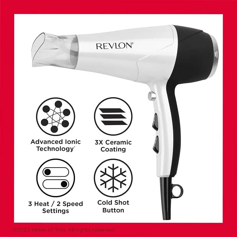 REVLON Volume Booster, Hair Dryer with Curl Enhancing Diffuser | Increase Volume, Decrease Frizz and Damage, Fast Drying, 1875 Watts (White) - Image 6
