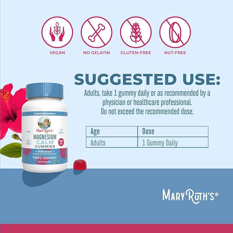 MaryRuth Organics Calm Magnesium Citrate Gummies | 2 Month Supply | Sugar Free | Magnesium Supplement for Adults | Stress Relief | Bone Health | Vegan | 60 Count - Image 3