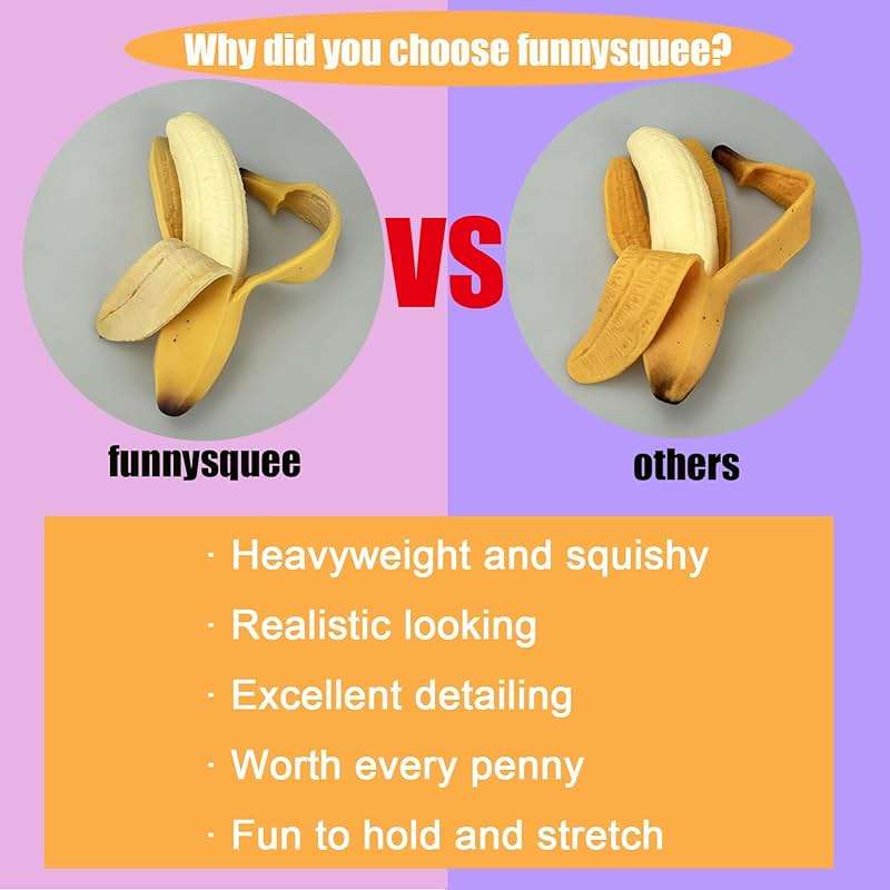 funnysquee Banana Squishies Stress Relief Soft Scented Simulation Bananas Fruit Squeeze Toys Cute Birthday Gift Novelty Toy for Kids (Yellow Banana) - Image 4