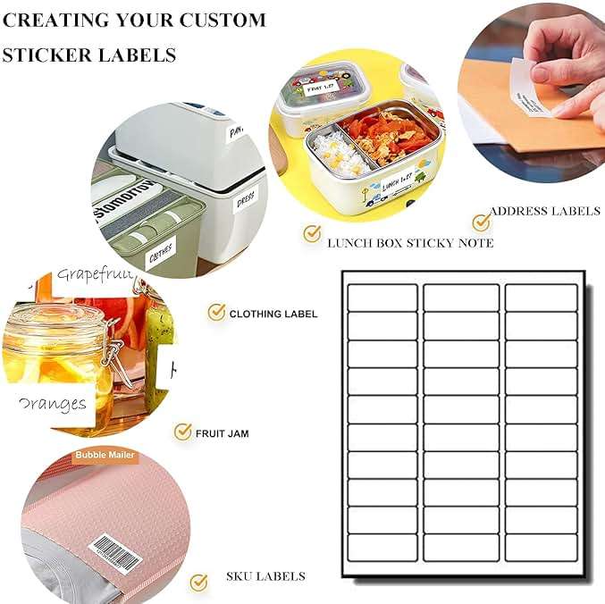 100 Sheets 30 UP 1" x2-5/8 Shipping Labels 3000 Pcs FBA Label Stickers for Laser/Inkjet Printers, White Blank Sticker Name Tags, 30 Per Page - Image 5