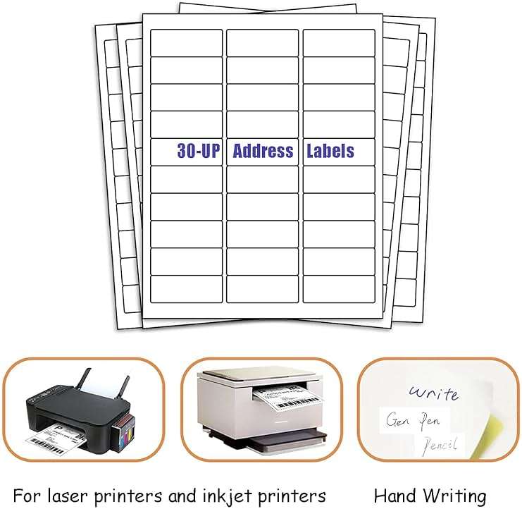 100 Sheets 30 UP 1" x2-5/8 Shipping Labels 3000 Pcs FBA Label Stickers for Laser/Inkjet Printers, White Blank Sticker Name Tags, 30 Per Page - Image 6