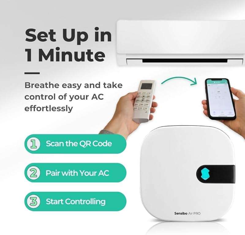 Sensibo Air PRO - Air Conditioner Smart Controller & Air Quality Sensor. Smart Thermostat for Mini Split, Window, Portable AC. Temp & Humidity Sensors. Google, Alexa, Siri & Apple HomeKit Compatible - Image 7