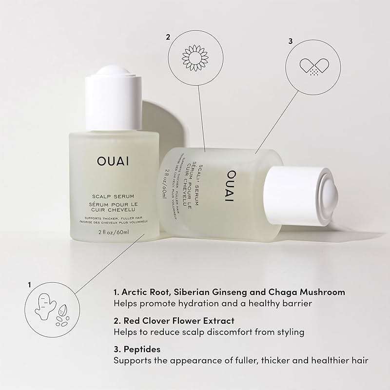 OUAI Scalp Serum - Balancing Hair Serum with Red Clover Extract, Siberian Ginseng and Peptides for Thicker and Fuller-Looking Hair - Paraben, Phthalate and Sulfate Free Scalp Care (2 Fl Oz) - Image 3