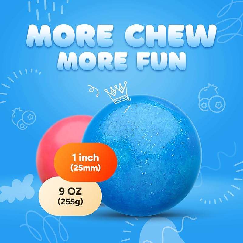 Gumballs in Jar - 1 Inch Large Gumballs - Assorted Fruit Flavored Bubble Gum - Kids Chewing Gum - Gums for Kids 9 OZ - Image 3