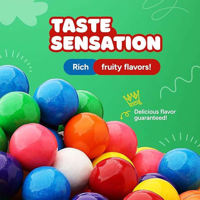 Gumballs in Jar - 1 Inch Large Gumballs - Assorted Fruit Flavored Bubble Gum - Kids Chewing Gum - Gums for Kids 9 OZ - Image 5