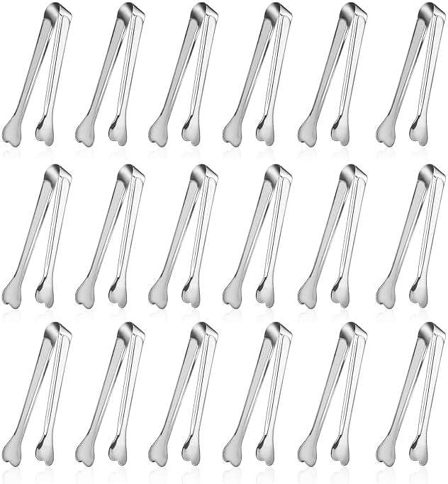 Dmoera 18 Pack Premium Small Serving Tongs, Mini Stainless Steel Appetizer Tongs 4.33Inch Silver - Image 1
