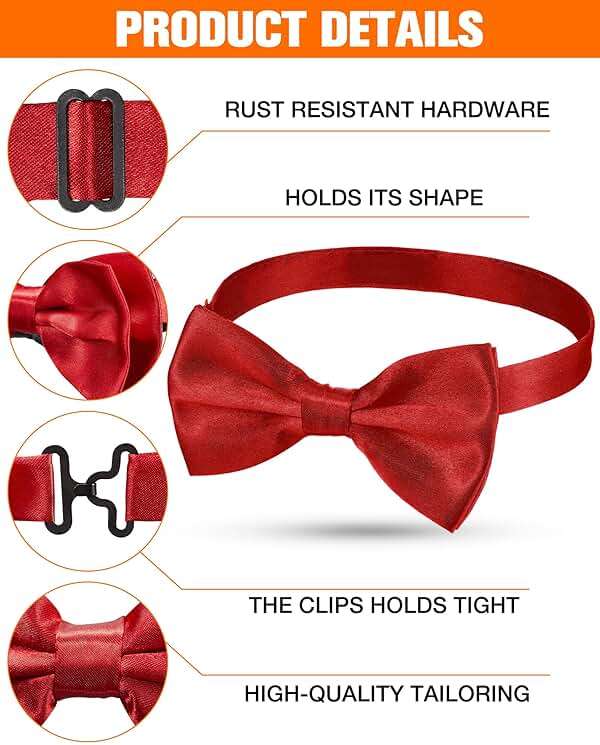 Hercicy 20 Pieces Bow Ties for Men, Formal Satin Solid Tuxedo Adjustable Length Pre Tied Bow Ties for Wedding Celebration - Image 3