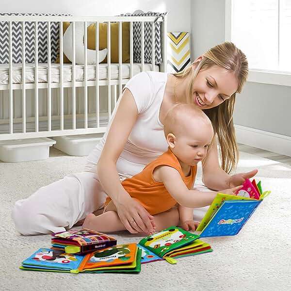 Dr.Rapeti Soft Cloth Books Baby Books Bath Books 6-Pack for Baby Infant Toddler Kids Crinkle Squeaky Washable Chewable Non-Toxic Early Educational Giftable - Image 2