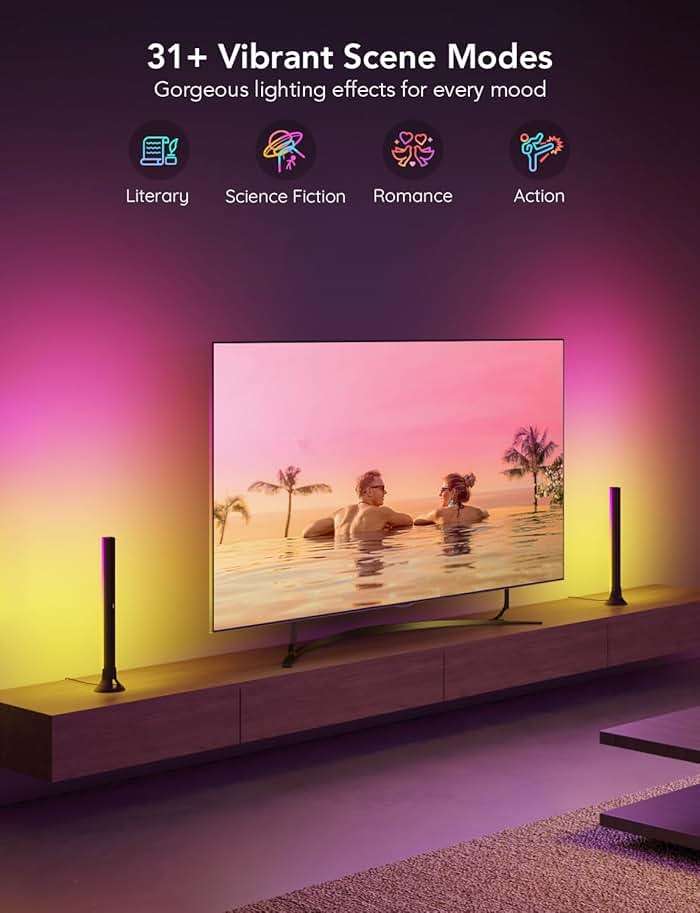 Govee RGBIC Light Bars, 15 Inches WiFi TV Backlight Suitable for 45-70 inch TVs, Smart Light Bars with Multiple Placement Options, Work with Alexa and Google Assistant, Black - Image 5