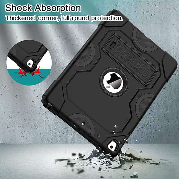 ZoneFoker Case for iPad 6th/5th Generation (9.7 Inch, 2018/2017 Model),iPad Air 2 & 1st, iPad Pro 9.7 2016,Heavy Duty Shockproof Rugged Protective Case, Black - Image 4