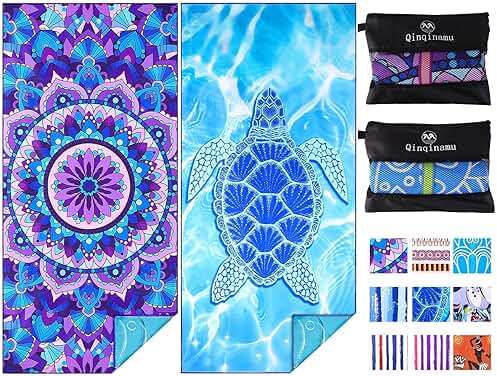 2 Pack Microfiber Oversized Lightweight Beach Towel 71"x32" XL Extra Large Thin Sand Free Towels Travel Swim Pool Yoga Gym Camping for Adults Women Men Beach Essentials Accessories Vacation Gift - Image 1