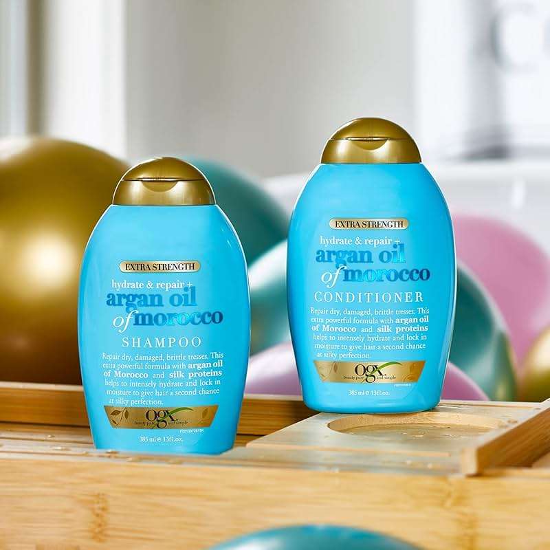 OGX Extra Strength 13 Fl Oz Hydrate & Repair Argan Oil of Morocco Shampoo & Conditioner for Dry, Damaged Hair Bundle - Image 3
