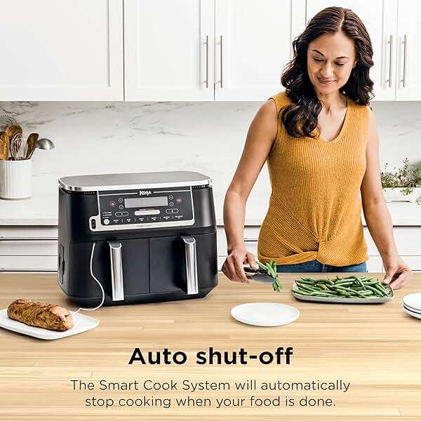 Ninja DZ550 Foodi 10 Quart 6-in-1 DualZone Smart XL Air Fryer with 2 Independent Baskets, Smart Cook Thermometer for Perfect Doneness, Match Cook and Smart Finish to Roast, Dehydrate and More, Black - Image 4