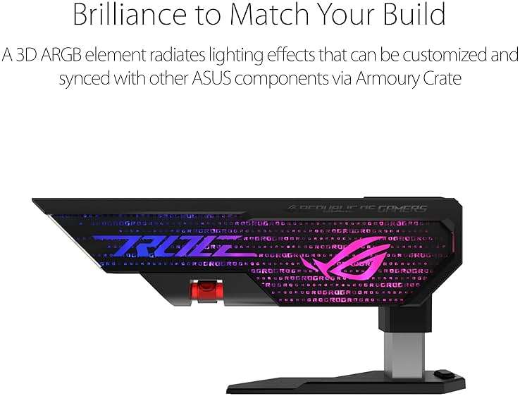 ASUS ROG Herculx GPU Anti-Sag Holder, Solid Zinc Alloy Construction, Easy Toolless Installation, Included Spirit Level, Adjustable Height, Wide Compatibility, Aura Sync RGB, 2 Year Warranty - Image 5