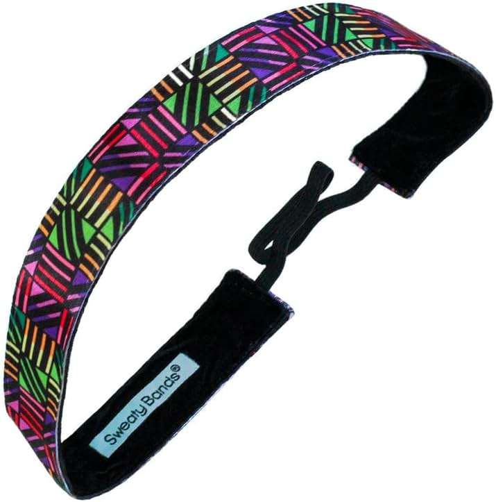 Sweaty Bands Womens Girls Headband - Non-Slip Velvet-Lined Workout Hairband - Don't Box Me In Pink 1-Inch - Image 1