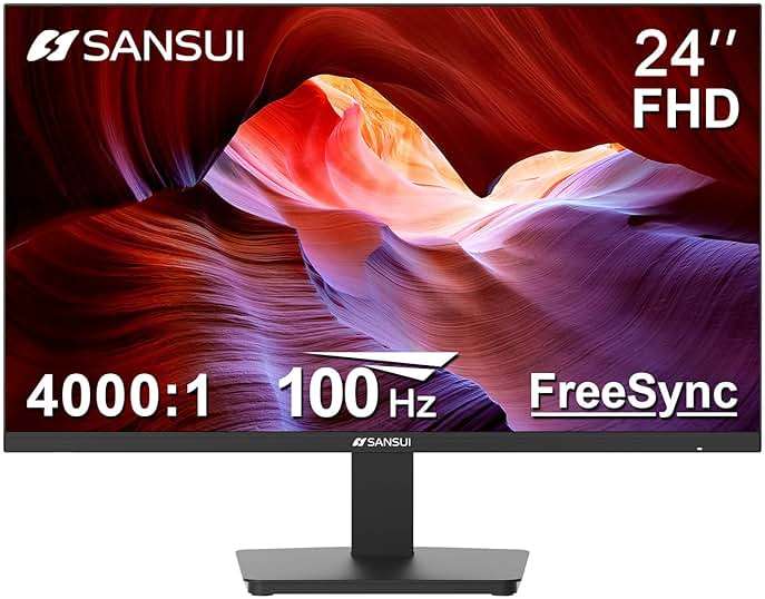 SANSUI Monitor 24 Inch 100Hz PC Monitor, HDMI VGA Ports VESA Mount, FHD Computer Monitor Ultra-Slim Ergonomic Tilt Eye Care for Home Office (ES-24F2, HDMI Cable Included) - Image 1