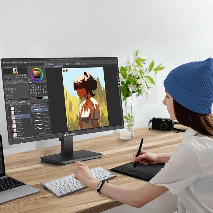 SANSUI Monitor 24 Inch 100Hz PC Monitor, HDMI VGA Ports VESA Mount, FHD Computer Monitor Ultra-Slim Ergonomic Tilt Eye Care for Home Office (ES-24F2, HDMI Cable Included) - Image 2
