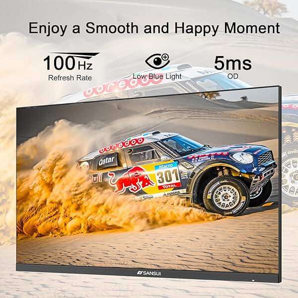 SANSUI Monitor 24 Inch 100Hz PC Monitor, HDMI VGA Ports VESA Mount, FHD Computer Monitor Ultra-Slim Ergonomic Tilt Eye Care for Home Office (ES-24F2, HDMI Cable Included) - Image 3