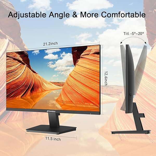 SANSUI Monitor 24 Inch 100Hz PC Monitor, HDMI VGA Ports VESA Mount, FHD Computer Monitor Ultra-Slim Ergonomic Tilt Eye Care for Home Office (ES-24F2, HDMI Cable Included) - Image 7