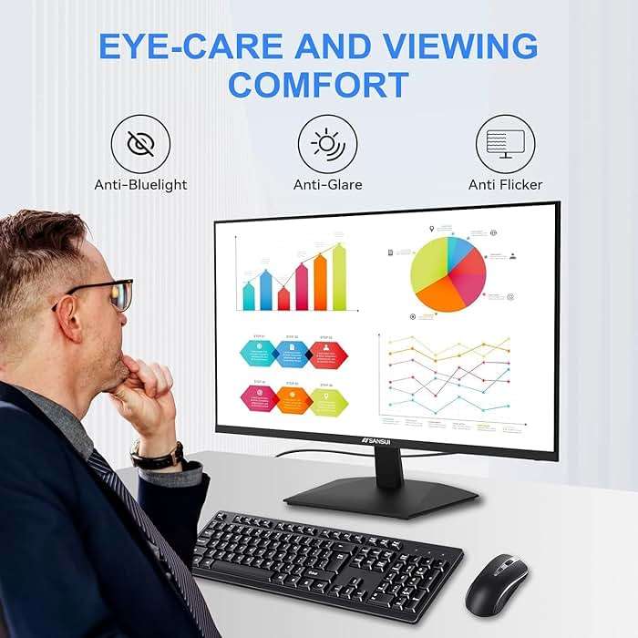 SANSUI Monitor 24 Inch 100Hz PC Monitor, HDMI VGA Ports VESA Mount, FHD Computer Monitor Ultra-Slim Ergonomic Tilt Eye Care for Home Office (ES-24F2, HDMI Cable Included) - Image 8