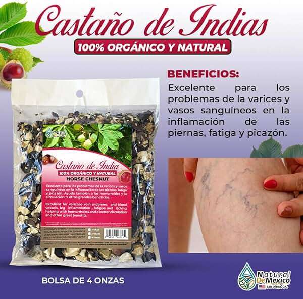 Castaño de Indias 4 oz-113g. Horse Chestnut Herbal/Tea Circulatory Support Veins - Image 2