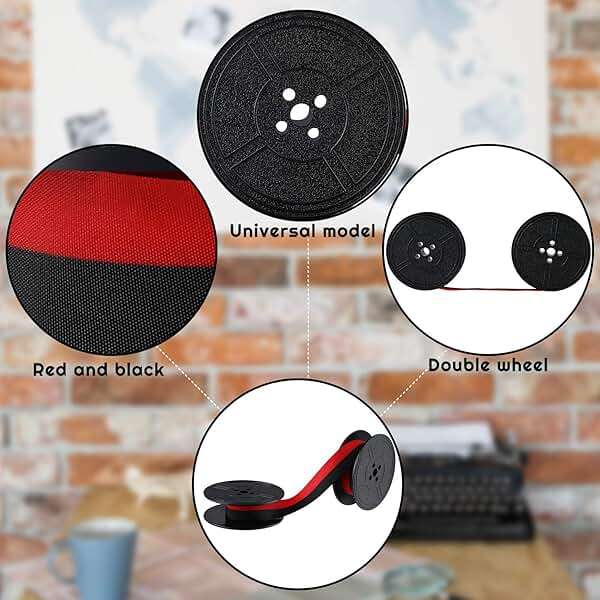 Jecery 2 Pairs Universal Typewriter Ribbon Portable Vintage Manual Typewriter Red and Black Calculator Ribbon Replacement Pack Compatible with Most Vintage Typewriters - Image 4
