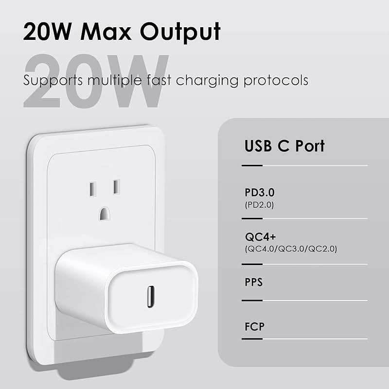 Phone 14 13 12 Fast Charger [MFi Certified] 10FT Type C Charger 2 Pack 20W USB C Charging Block with Fast Charging Cable for Phone 14/14 Pro/13/13Pro Max/12/12 Pro Max/11/XS/XR/X/8Plus - Image 2