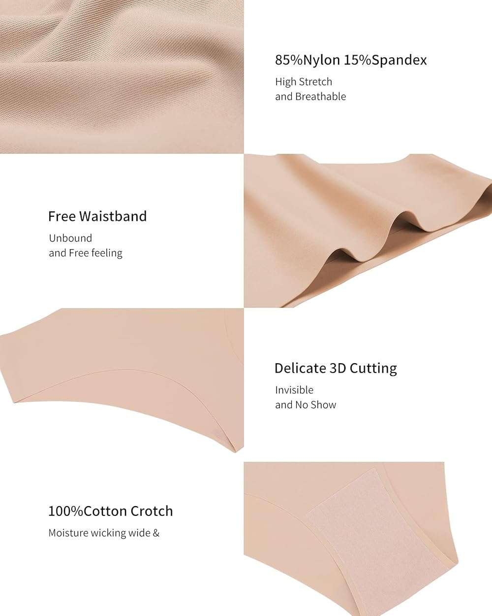 SHARICCA Women Seamless Cheeky Bikini No Show Panties Ladies Invisible Breathable Briefs Soft Stretch Underwear Multi Pack - Image 3