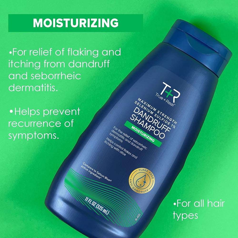 True+Real Moisturizing Dandruff Shampoo with Aloe and Selenium Sulfide 1%, 11fl oz - Image 4