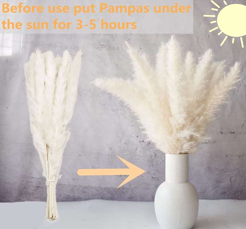 110 PCS Dried Pampas Grass Bouquet, Boho Table Decor, Bunny Tails Dried Flowers, Brown Pompas, White Pampas Grass for Wedding, Home, Rustic Party, Baby Shower Decorations - Image 4