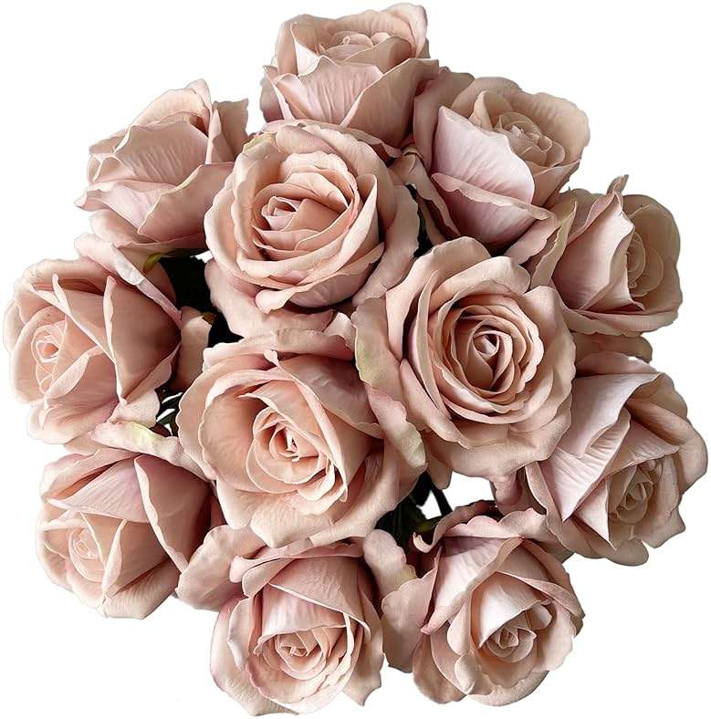 UKELER 12 Pcs Artificial Rose Flowers Blossom Rose Flowers Real Touch Silk Faux Roses with Long Stem Rose Bouquets for Home Decoration Wedding Party Garden Floral Decor - Image 5