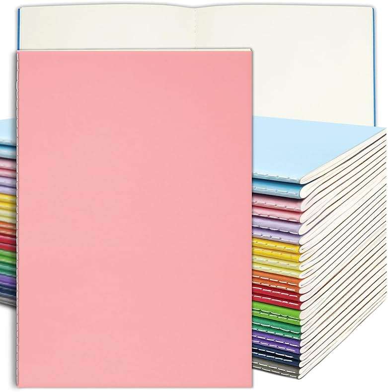 DWIYITTN 24 Pack Blank Books for Kids - 5.5"x 8.3", 60 Pages - Small Journals Bulk, Girls Notebooks for Drawing & Writing, Sketchbooks w/Colorful Soft Cover, Unlined Paper, A5 Travel Size - Image 1
