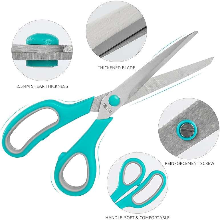 Scissors All Purpose,8.5'' Scissors for office Bulk 3-Pack Stainless Steel Sharp for Home School Sewing Fabric Craft Supplies - Image 3