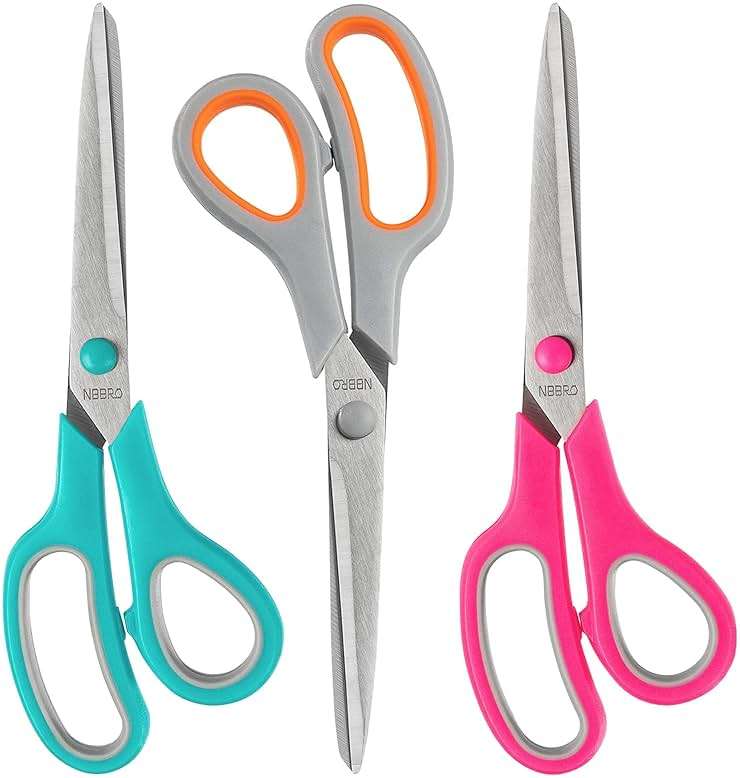 Scissors All Purpose,8.5'' Scissors for office Bulk 3-Pack Stainless Steel Sharp for Home School Sewing Fabric Craft Supplies - Image 6
