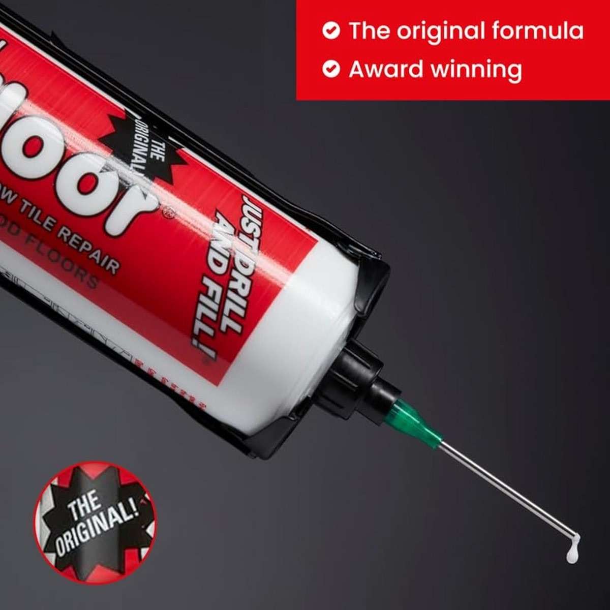 The Original Fix-A-Floor Loose Tile Repair Adhesive PRO Pack! Includes a Micro Syringe Injector and Two Drill Bits -Tile, Porcelain, Ceramic, Marble, Stone, Wood Floor. Pack of 2 - Image 6