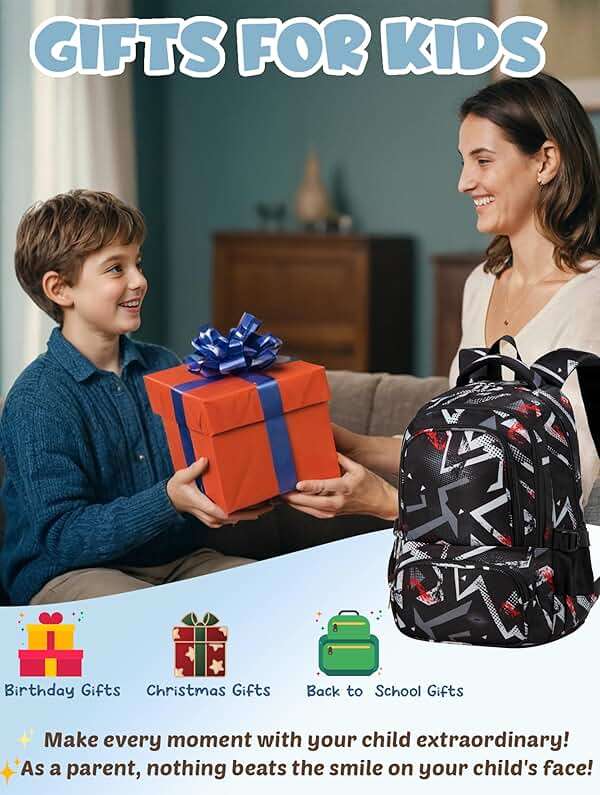BLUEFAIRY Kids Backpacks for Boys Girls 17 Inch Elementary Primary Middle School Bookbags with Laptop Compartment Back to School Bags for Childs Age 6-8 Mochilas Escolares para Niños Niñas Dark Black - Image 4