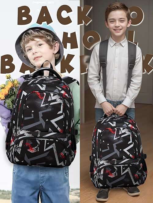 BLUEFAIRY Kids Backpacks for Boys Girls 17 Inch Elementary Primary Middle School Bookbags with Laptop Compartment Back to School Bags for Childs Age 6-8 Mochilas Escolares para Niños Niñas Dark Black - Image 8