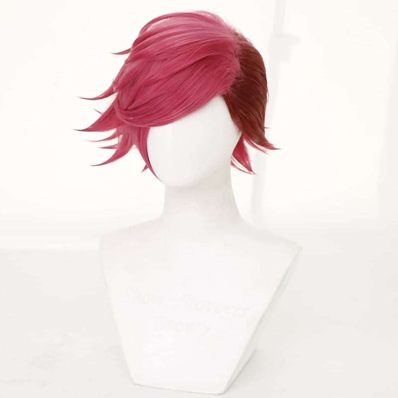 HUNIGIR Hot Pink Wig Short Straight Layered Male Red Wig Heat Resistant Synthetic Hair Replacement (Rose Red) - Image 2