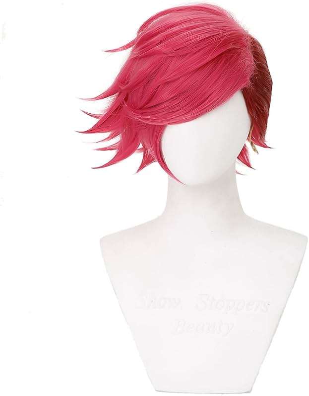 HUNIGIR Hot Pink Wig Short Straight Layered Male Red Wig Heat Resistant Synthetic Hair Replacement (Rose Red) - Image 3