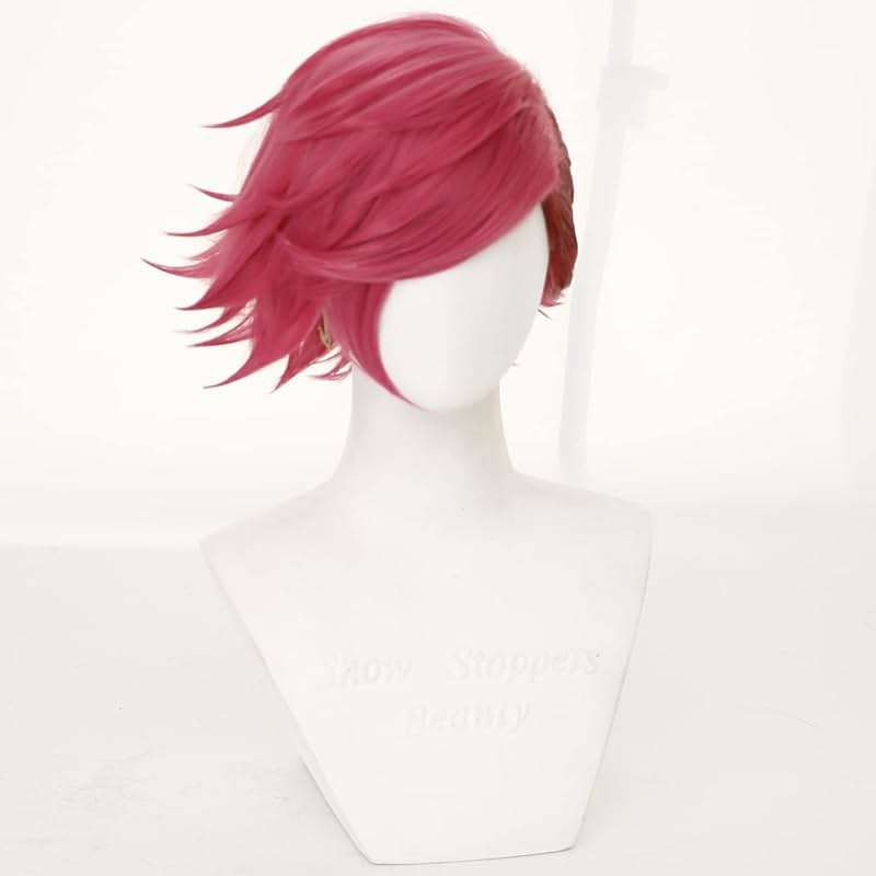 HUNIGIR Hot Pink Wig Short Straight Layered Male Red Wig Heat Resistant Synthetic Hair Replacement (Rose Red) - Image 4